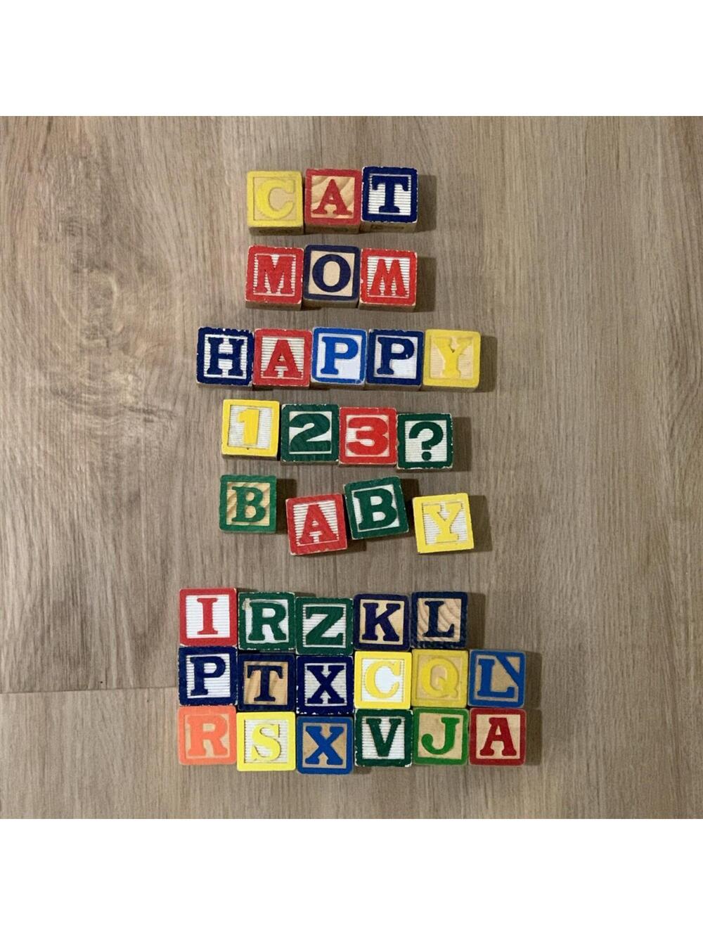 Vintage Lot of 36 Wood Alphabet ABC 1.125" Building Blocks Childrens Multi Sided